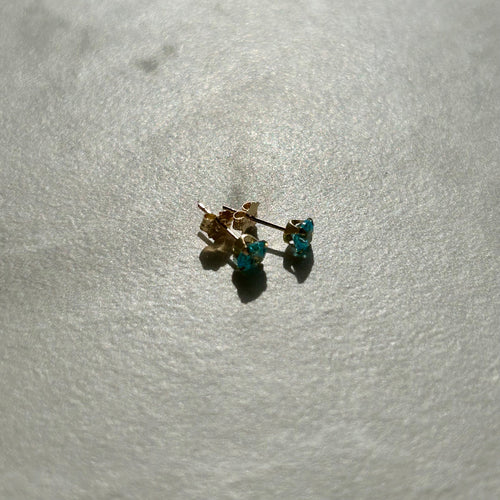 14K Gold Blue CZ Earrings