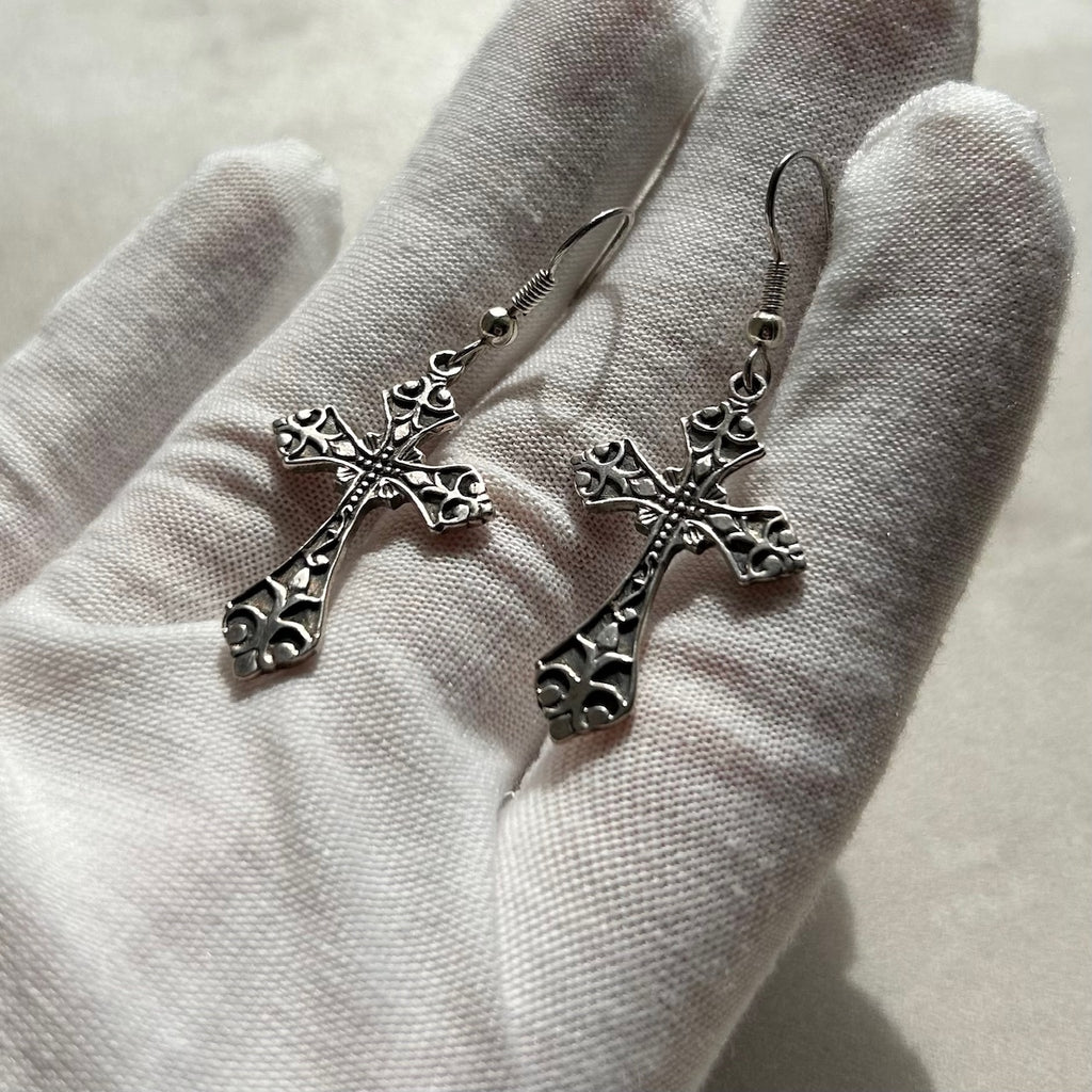 925 Sterling Silver Cross Earrings
