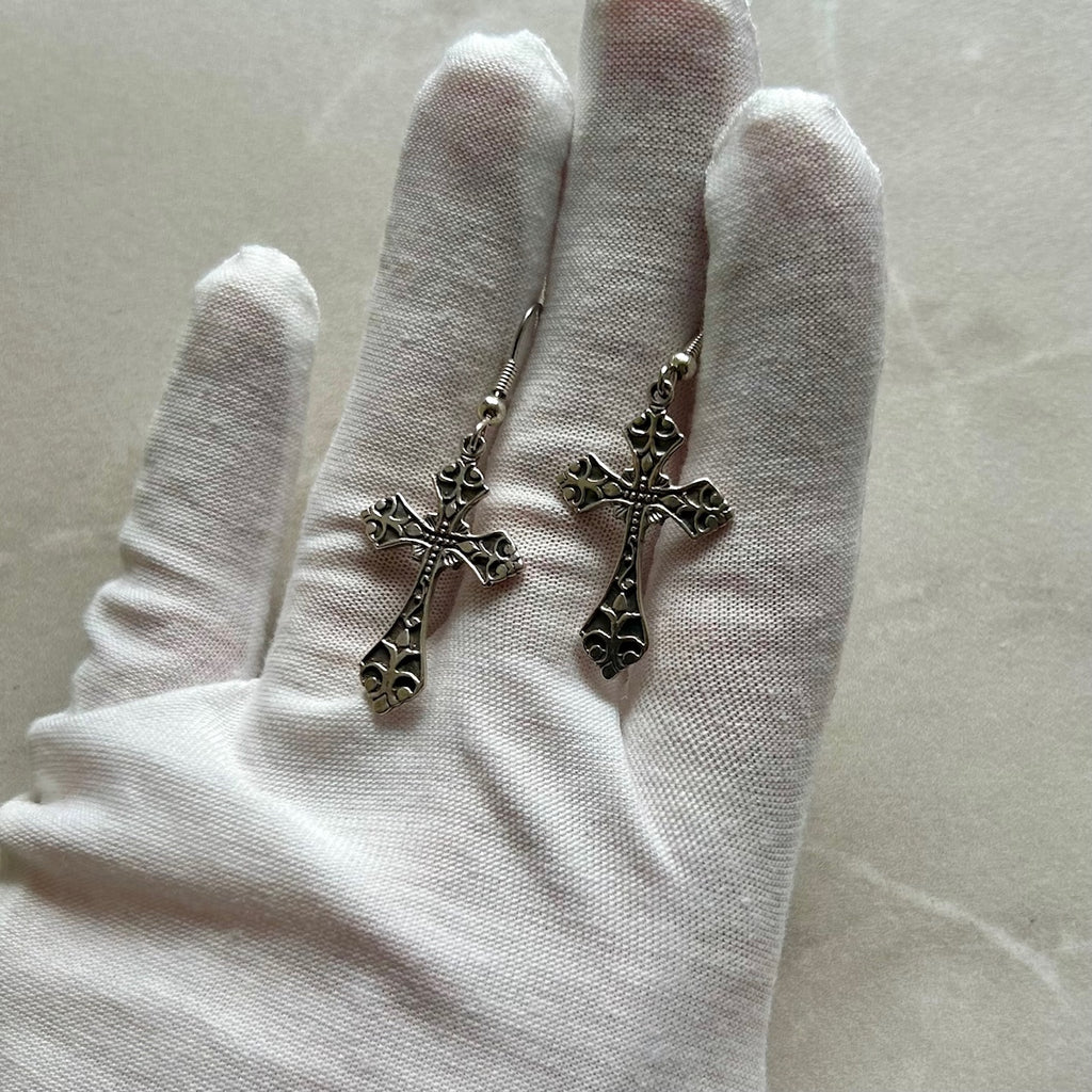 925 Sterling Silver Cross Earrings