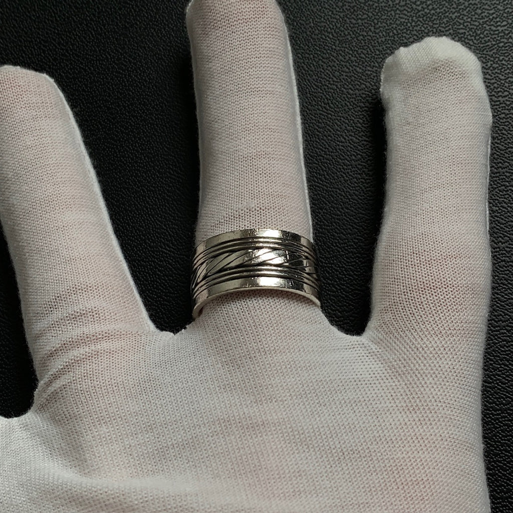 Thick Pattern 925 Sterling Silver Band Ring